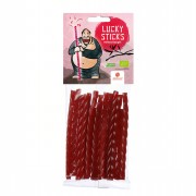 Bio Fruchtgummistangen Lucky Sticks Himbeere 75g Süßigkeiten Mindsweets (Dies ist ein SET aus 4 Packungen)